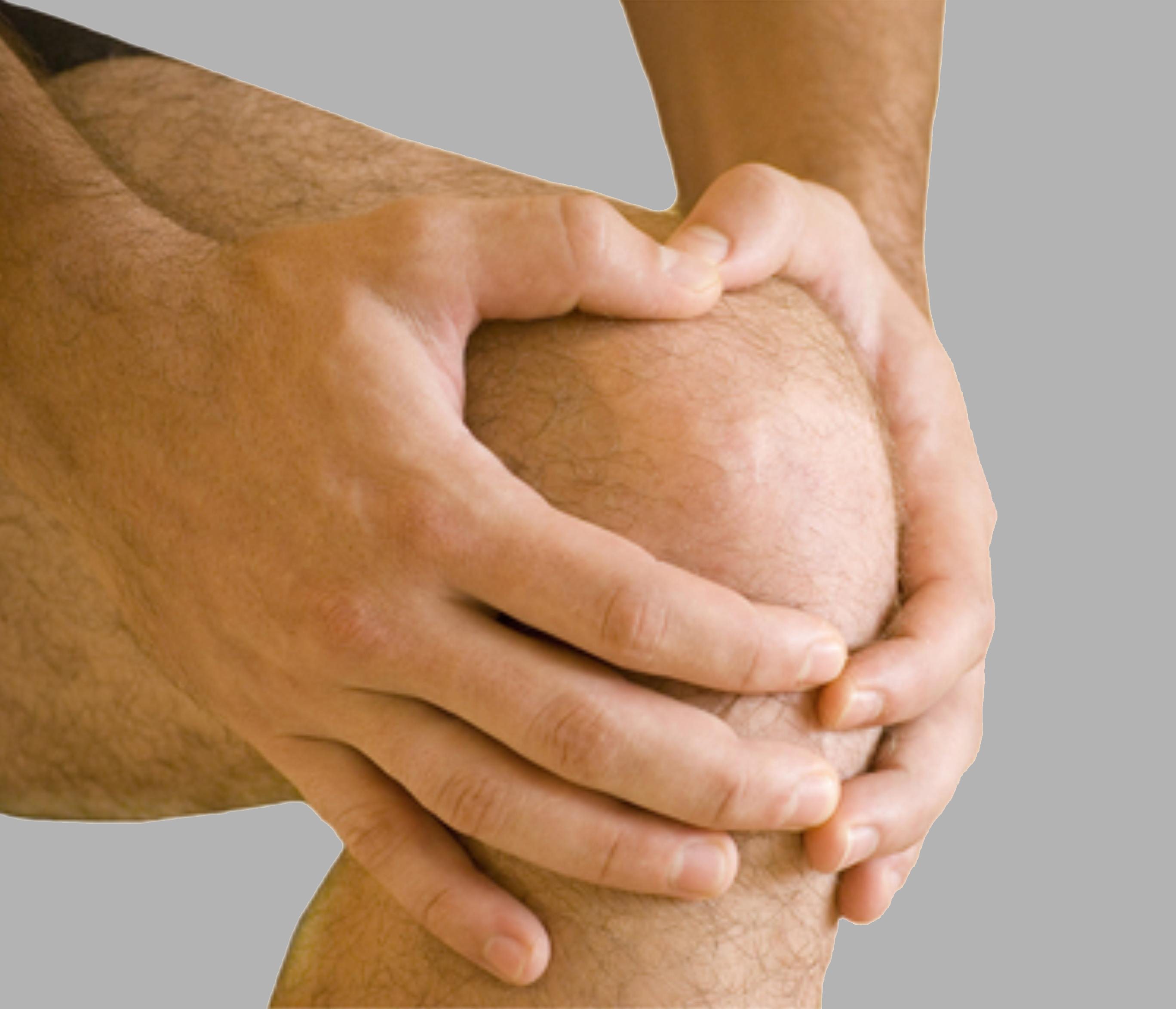 man holding painful knee